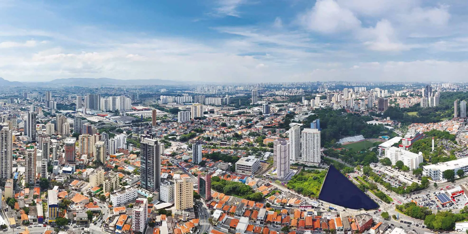 Imagem aérea da região do Azzure Resort Life Osasco, próxima à Cidade de Deus