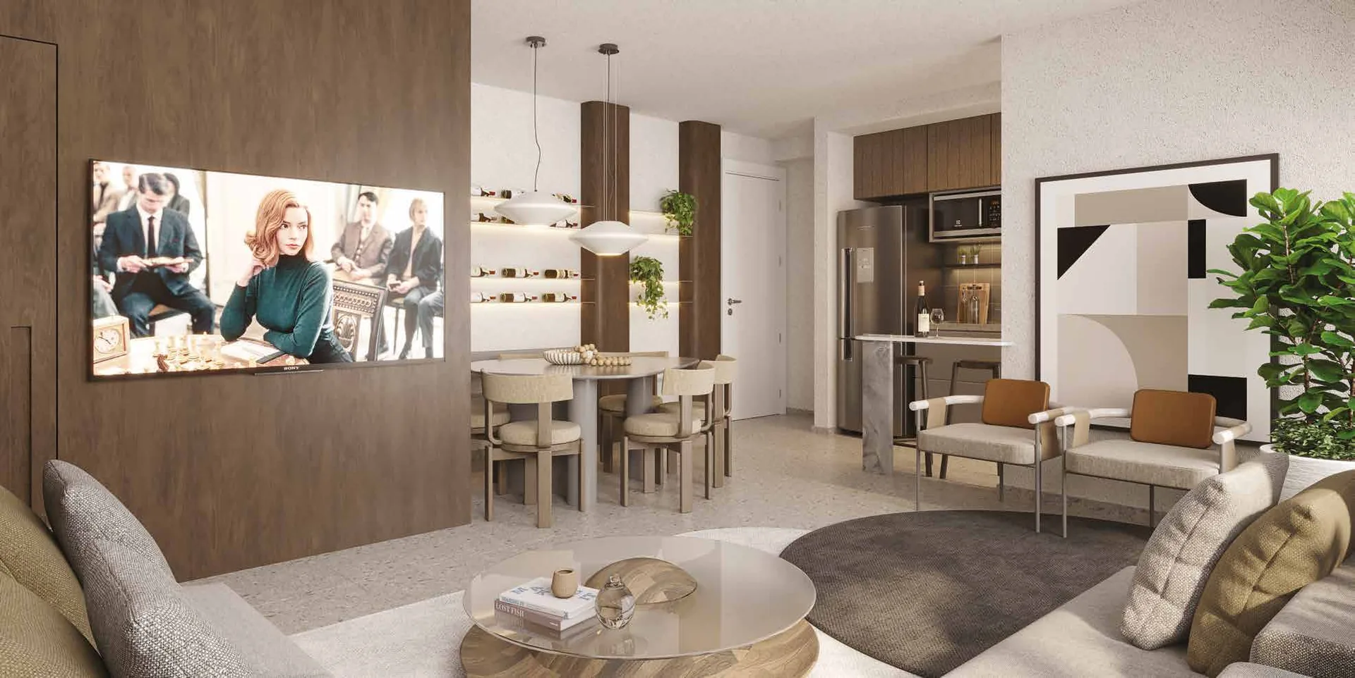 Living do apartamento de 80 m² no Azzure Osasco
