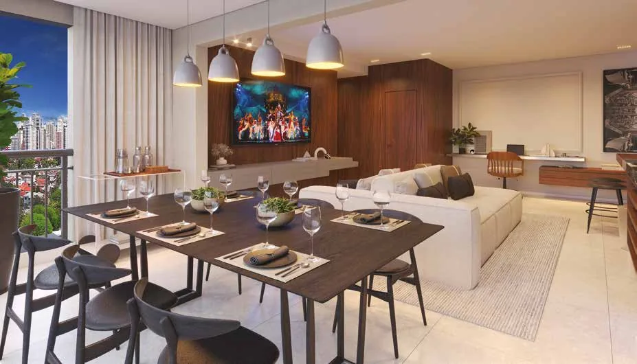 Living do apartamento de 98 m²